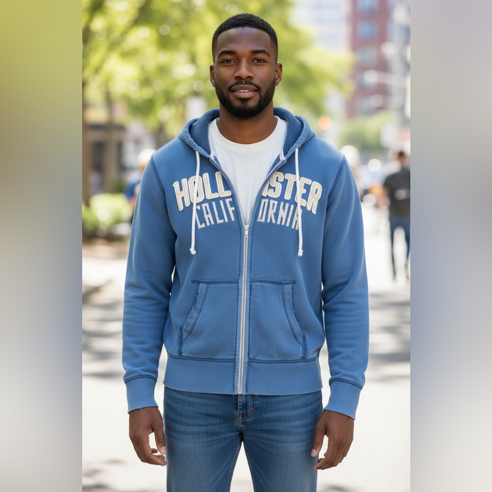 Hollister Blue Zip Up Sweater